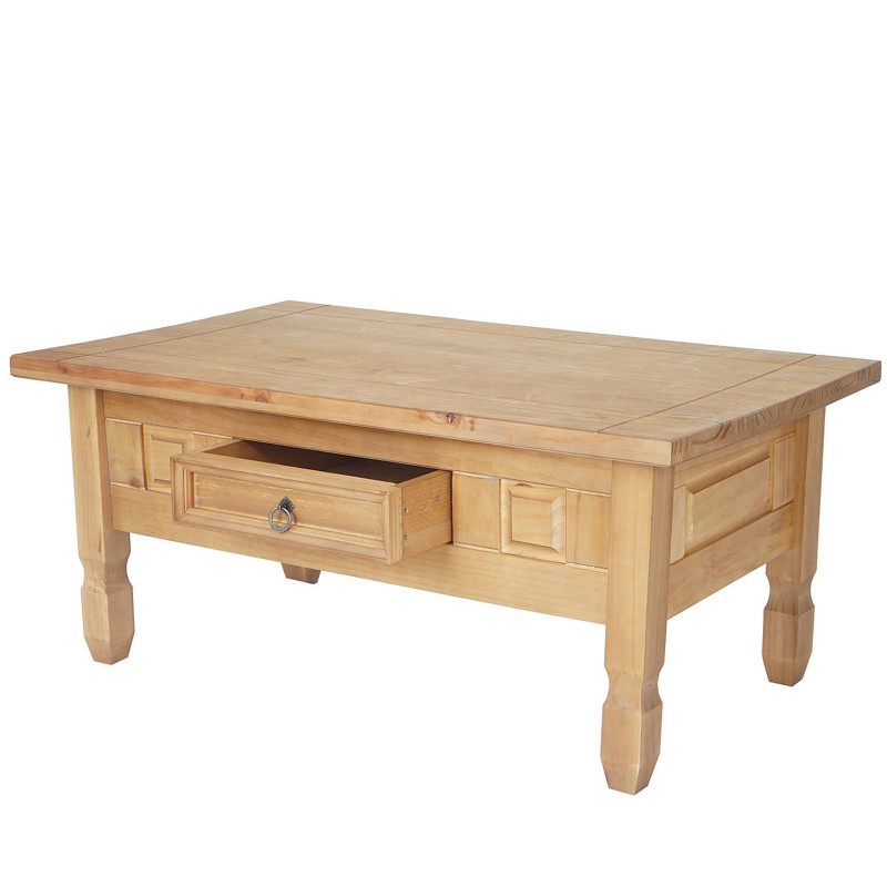 Table bas Innsbruck, table de salon, style cottage, bois massif 100x60cm