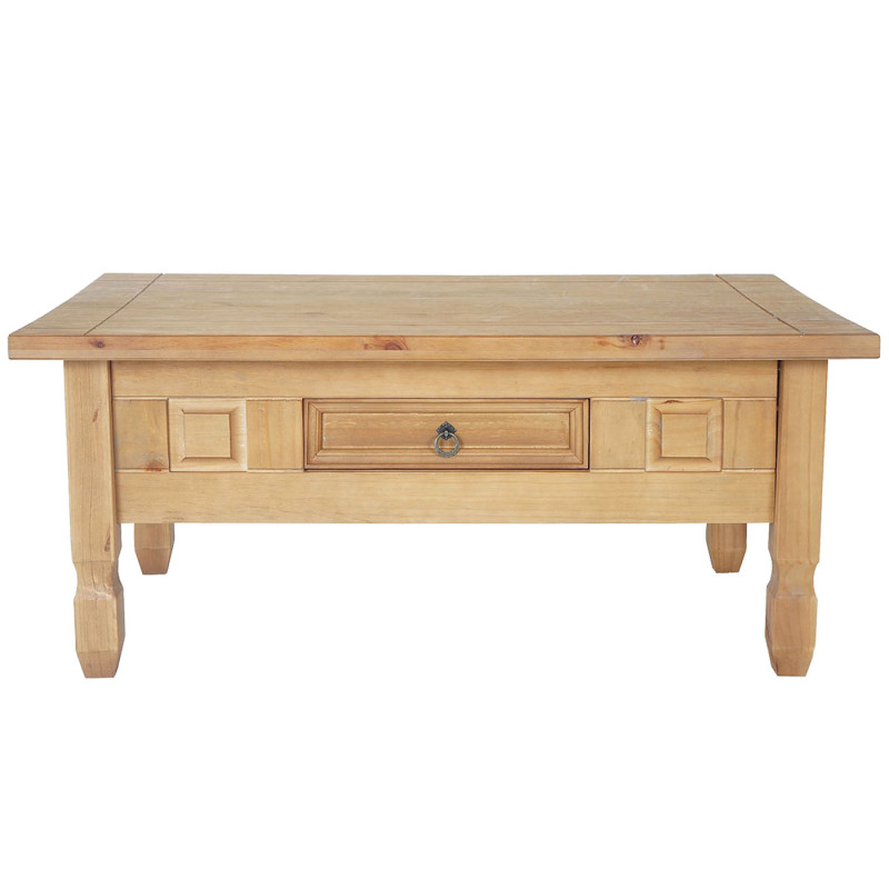 Table bas Innsbruck, table de salon, style cottage, bois massif 100x60cm