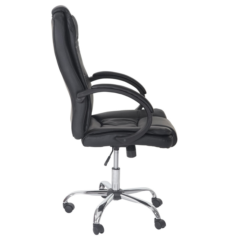 Fauteuil de bureau Sheffield, chaise pitovante, fauteuil directorial, similicuir - noir