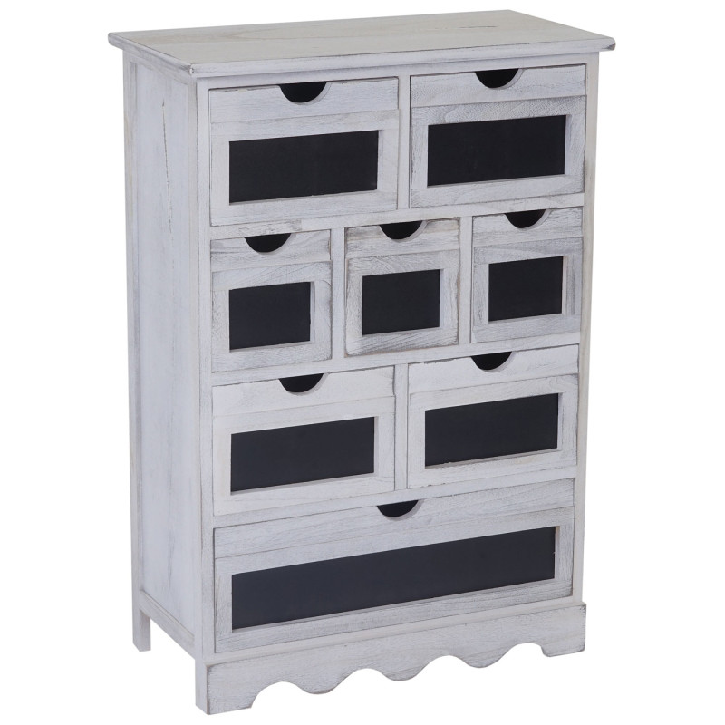 Commode Ermelo, armoire à tiroirs avec tableau, style shabby, vintage 87x60x30cm - blanc