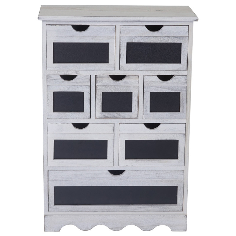 Commode Ermelo, armoire à tiroirs avec tableau, style shabby, vintage 87x60x30cm - blanc