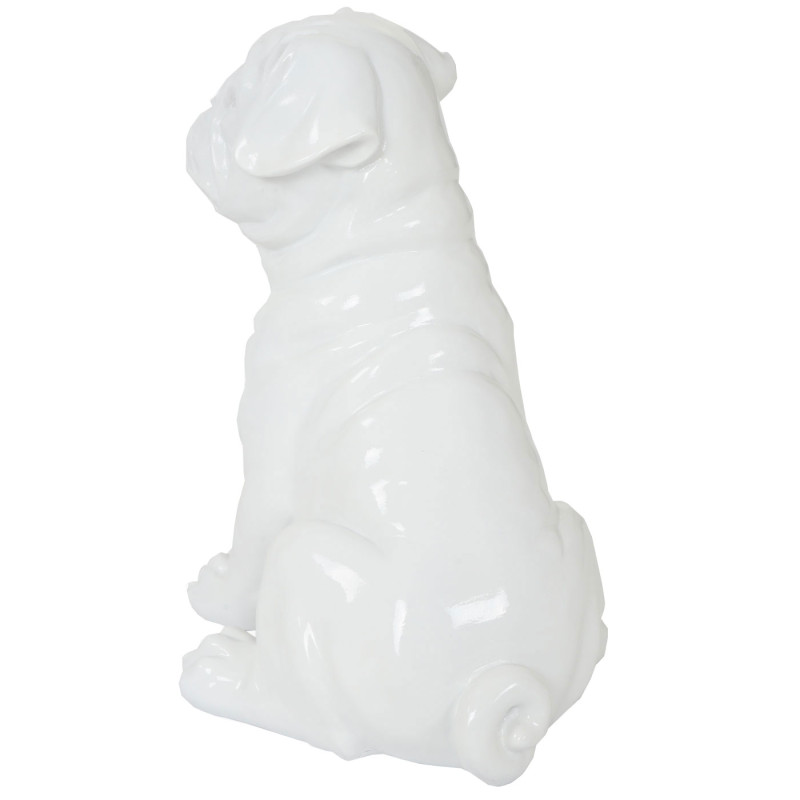 Figure de décoration bouledogue 35cm, sculpture polyresin, chien, intérieur/plein air - blanc