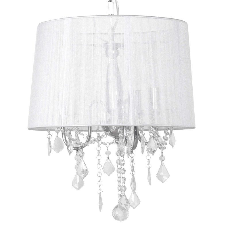 Plafonnier HW167, lustre, lampe de suspension, cristal, 3 flammes, 9W EE A++ - blanc