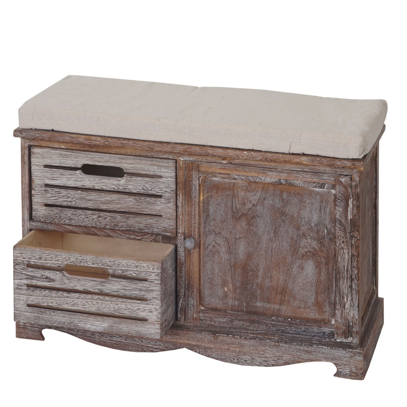 Banquette banc, commode, style shabby, vintage 49x71x32cm - marron