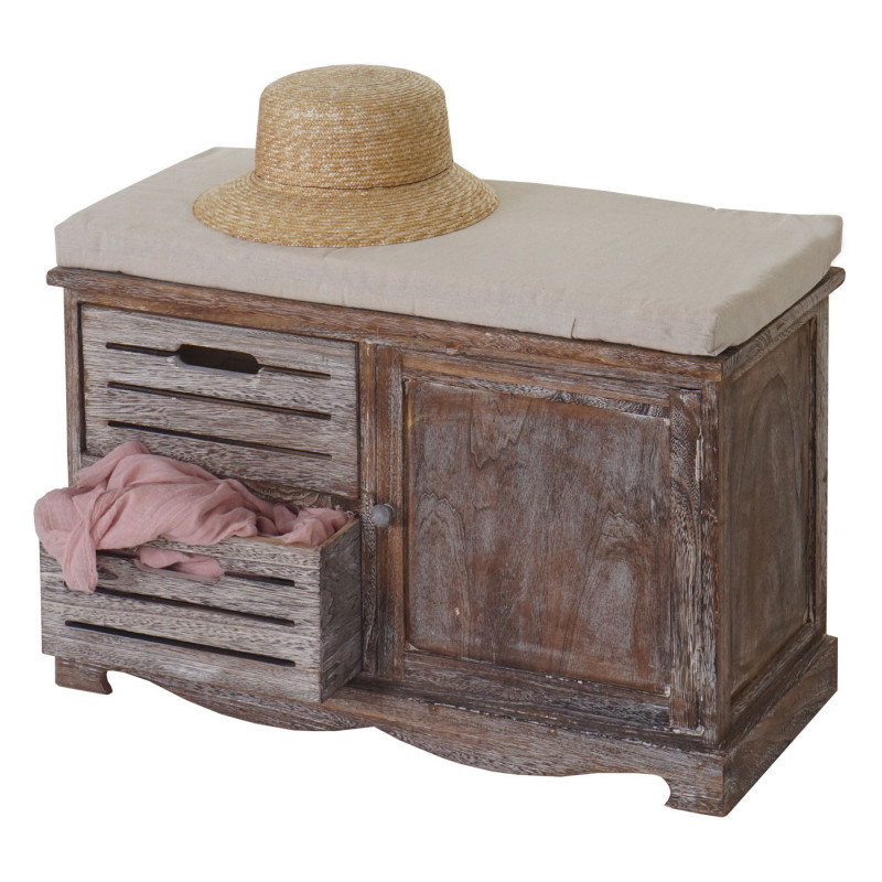 Banquette banc, commode, style shabby, vintage 49x71x32cm - marron