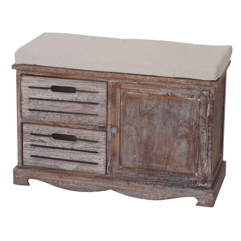 Banquette banc, commode, style shabby, vintage 49x71x32cm - marron