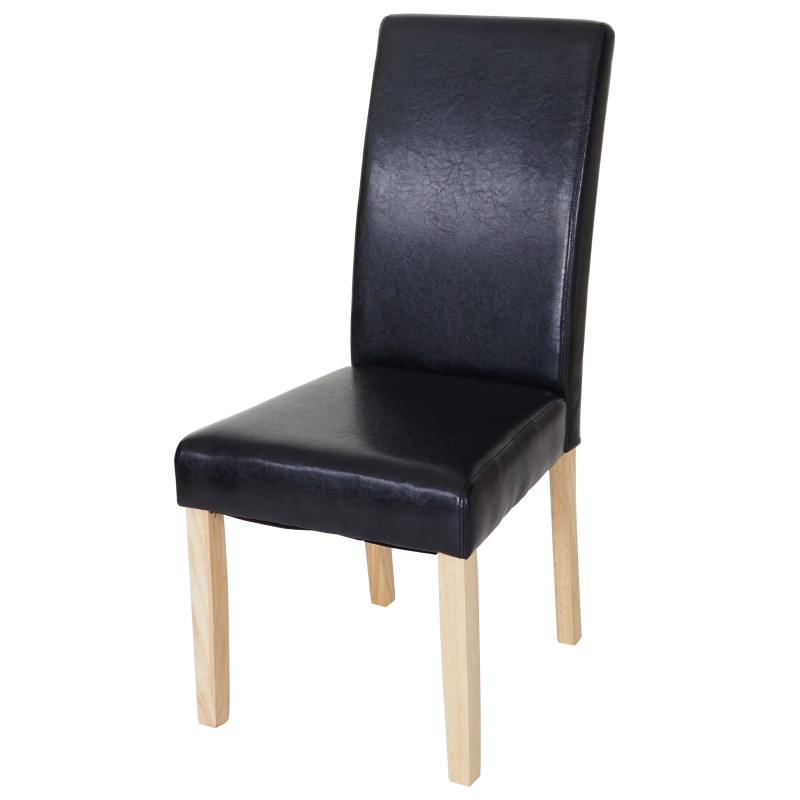 6x chaise de salle à manger T378 XL, fauteuil, similicuir - noir, pieds clairs