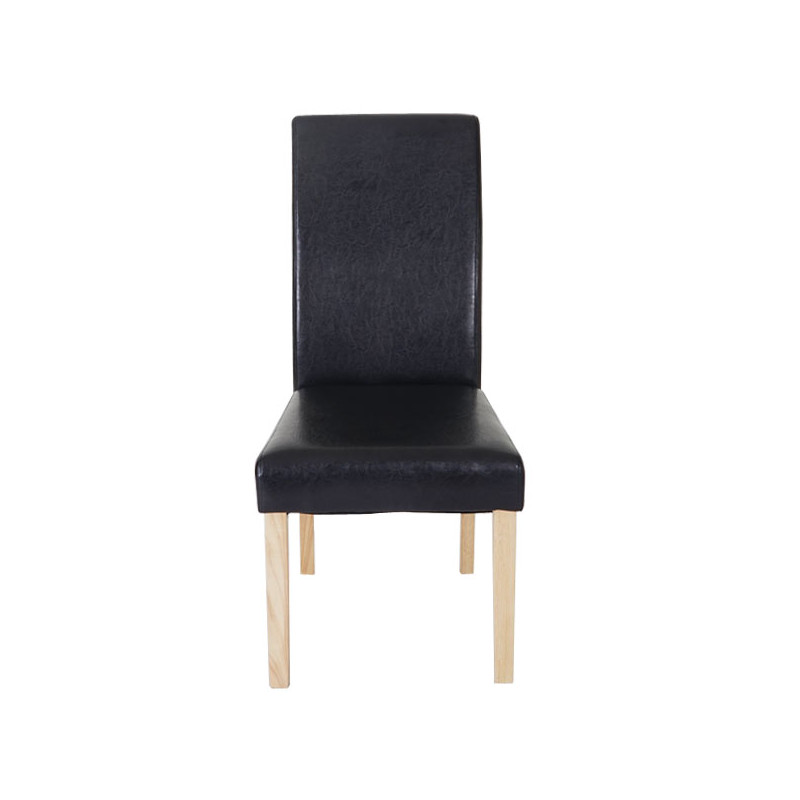 6x chaise de salle à manger T378 XL, fauteuil, similicuir - noir, pieds clairs