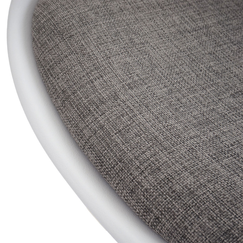 6x chaise de séjour/salle à manger Malmö T501 / design rétro - blanc, siège tissu gris, pieds clairs