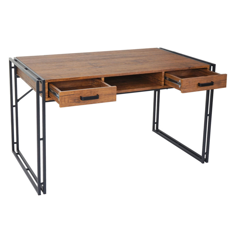 Bureau table d'ordinateur, 121x70cm, structure 3D - aspect chêne sauvage