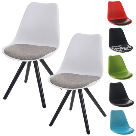 2x chaise de séjour/salle à manger Malmö T501 / design rétro - noir, siège tissu gris, pieds clairs