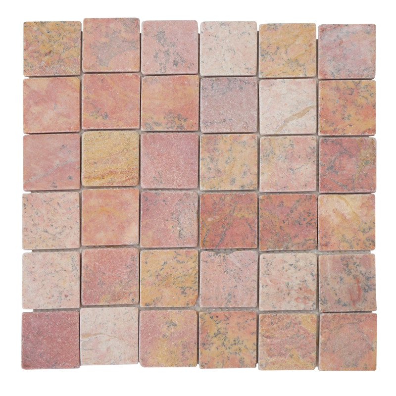 Carrelage Vigo T688, marbre, pierre naturelle, mosaique, quadratins, 11 pièces à 30x30cm 1m² - terre cuite