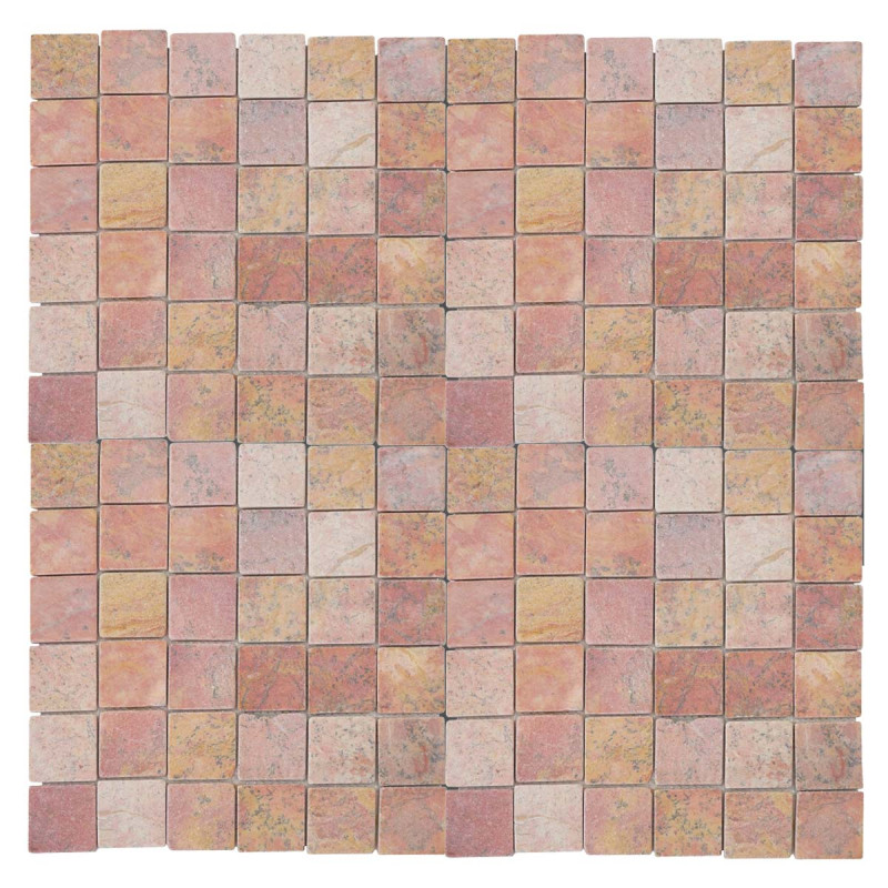 Carrelage Vigo T688, marbre, pierre naturelle, mosaique, quadratins, 11 pièces à 30x30cm 1m² - terre cuite