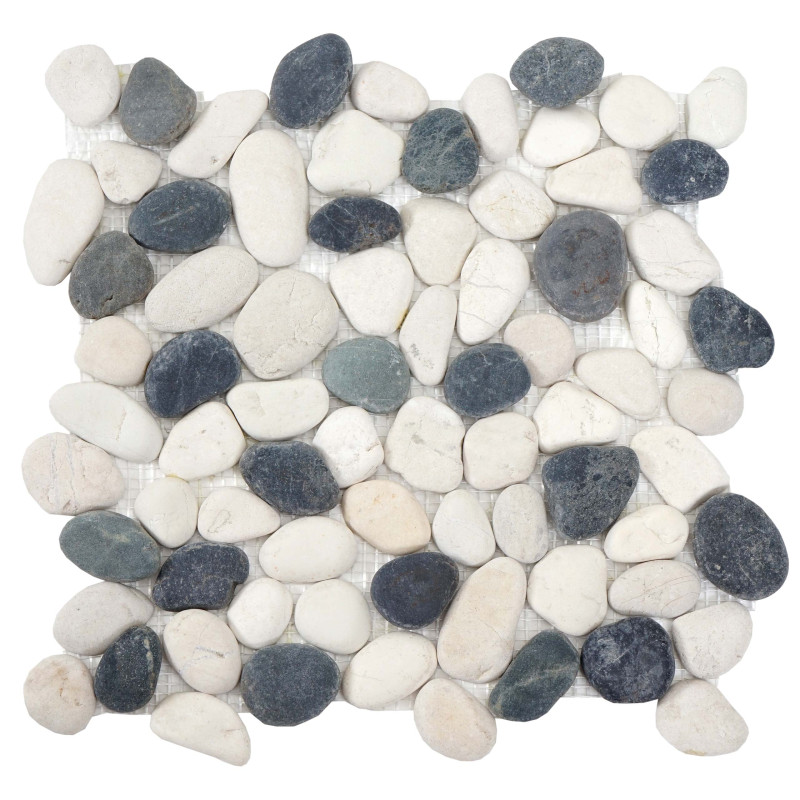 Carrelage Vigo T689, marbre, pierre naturelle, mosaique, galets, 11 pièces à 30x30cm 1m²