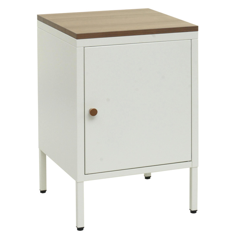 Table de nuit armoire de chevet commode, métal 63x40x40cm, mélaminé - blanc