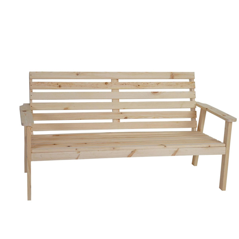 Banc de jardin Odense, banc de parc, 3 places, 161cm, bois de sapin