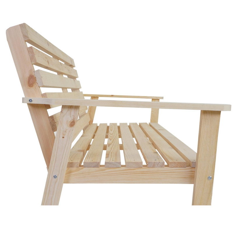 Banc de jardin Odense, banc de parc, 3 places, 161cm, bois de sapin