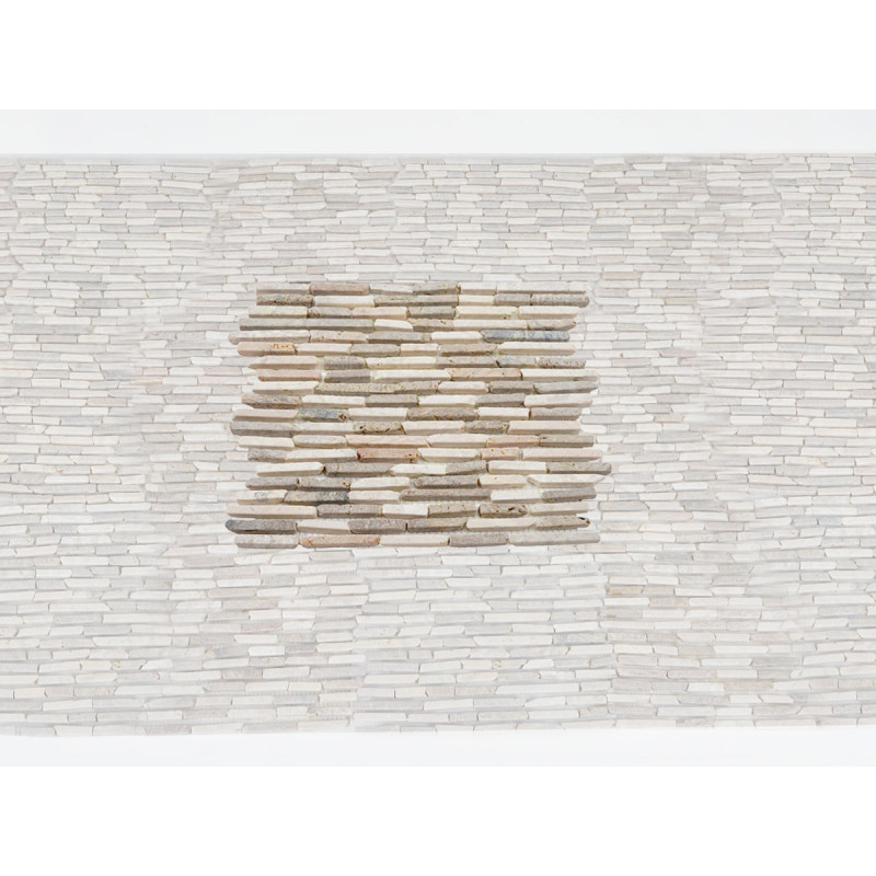 Carrelage Vigo T688, marbre, pierre naturelle, mosaique, baguettes, 11 pièces à 30x30cm 1m² - crème / gris