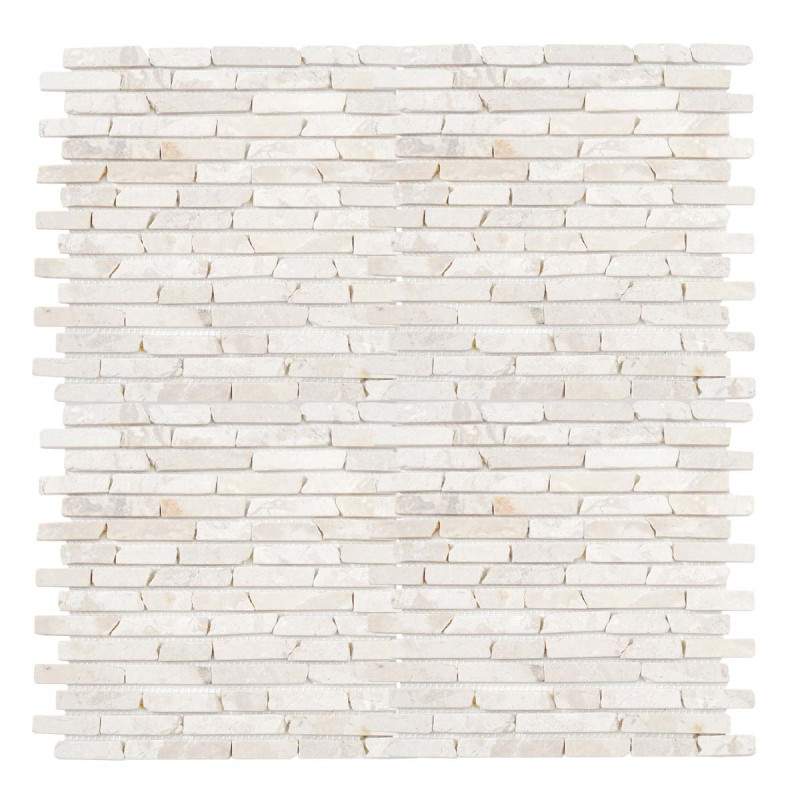 Carrelage Vigo T688, marbre, pierre naturelle, mosaique, baguettes, 11 pièces à 30x30cm 1m² - blanc