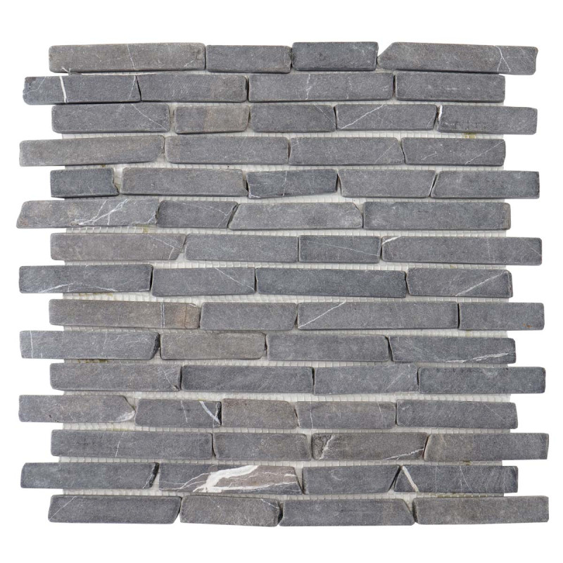 Carrelage Vigo T688, marbre, pierre naturelle, mosaique, baguettes, 11 pièces à 30x30cm 1m² - gris