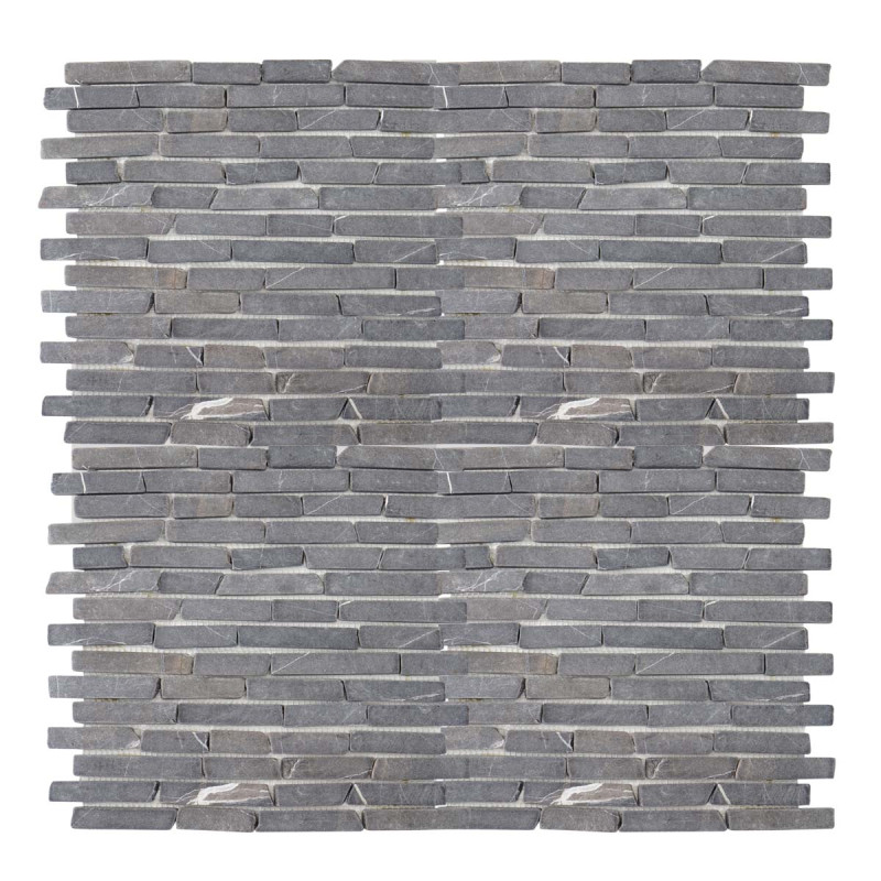 Carrelage Vigo T688, marbre, pierre naturelle, mosaique, baguettes, 11 pièces à 30x30cm 1m² - gris