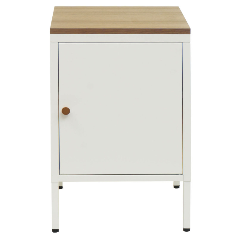 Table de nuit armoire de chevet commode, métal 63x40x40cm, mélaminé - blanc