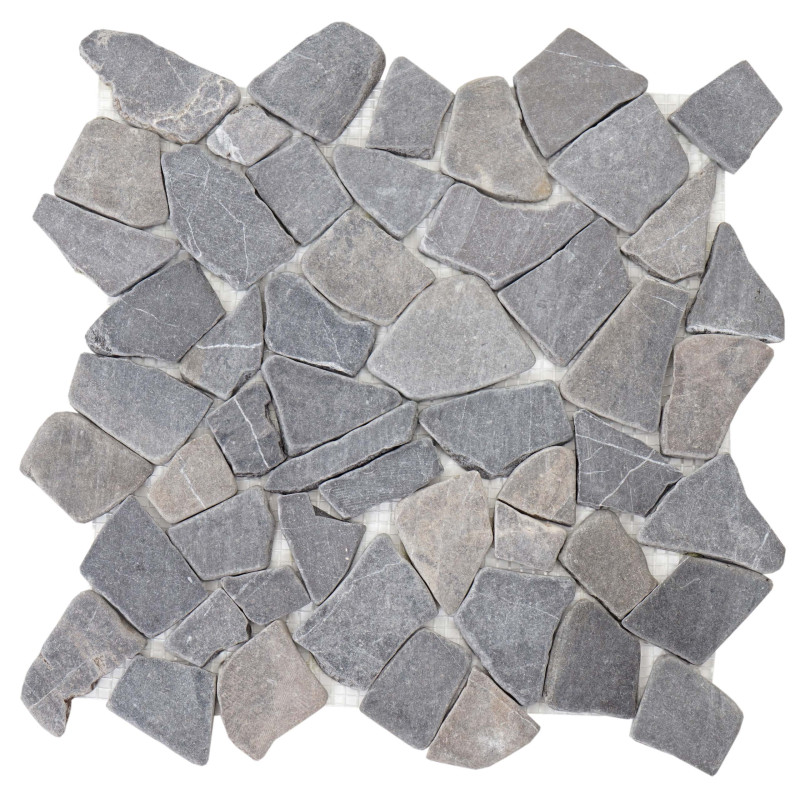 Carrelage en pierre Vigo T687, marbre, pierre naturelle, mosaique, 11 pièces à 30x30cm 1m² - gris