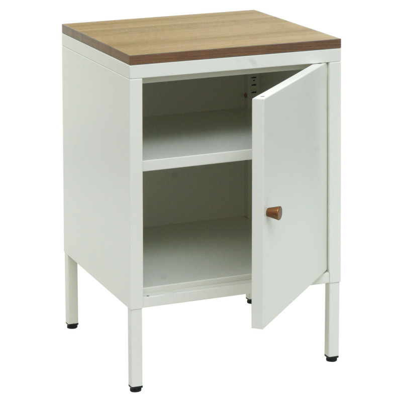 Table de nuit armoire de chevet commode, métal 63x40x40cm, mélaminé - blanc