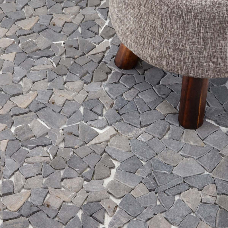 Carrelage en pierre Vigo T687, marbre, pierre naturelle, mosaique, 11 pièces à 30x30cm 1m² - gris