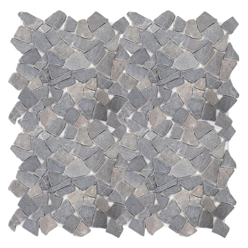 Carrelage en pierre Vigo T687, marbre, pierre naturelle, mosaique, 11 pièces à 30x30cm 1m² - gris