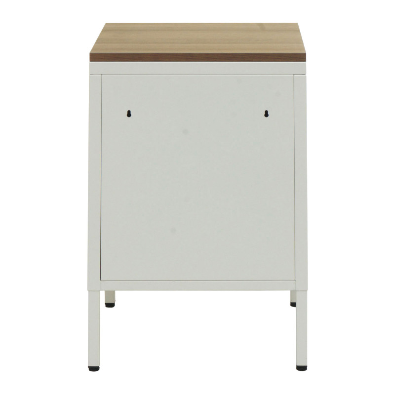 Table de nuit armoire de chevet commode, métal 63x40x40cm, mélaminé - blanc