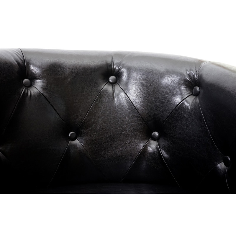 Fauteuil Newport T809, fauteuil de salon / club, similicuir - noir avec rivets