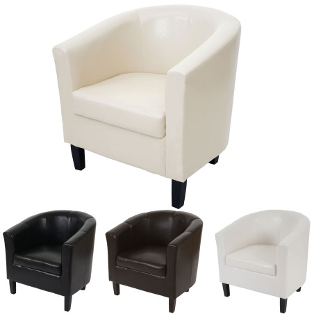 Fauteuil Newport T379, fauteuil de salon / club, similicuir - crème avec rivets