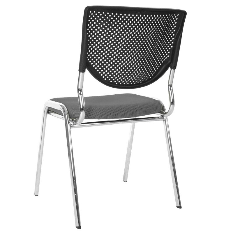 Lot de 4 chaises visiteur T401, chaise de conférence, empilable, tissu - siège gris, pieds chromés