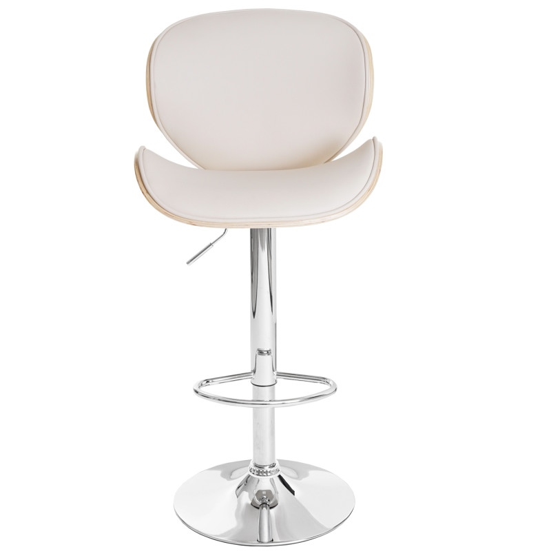 Tabouret Foxrock, chaise de bar, bois courbé desgin rétro - aspect hêtre, crème