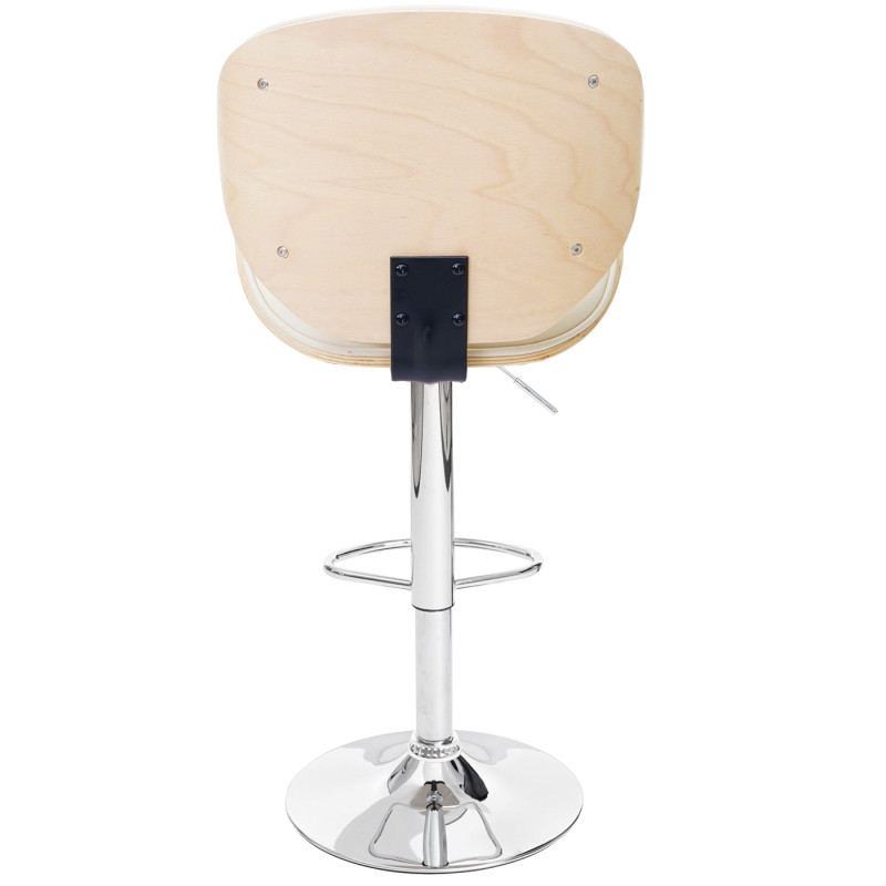 Tabouret Foxrock, chaise de bar, bois courbé desgin rétro - aspect hêtre, crème