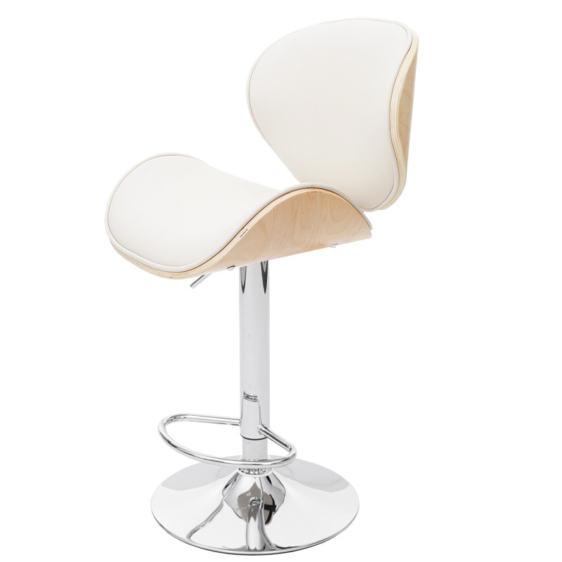 Tabouret Foxrock, chaise de bar, bois courbé desgin rétro - aspect hêtre, crème