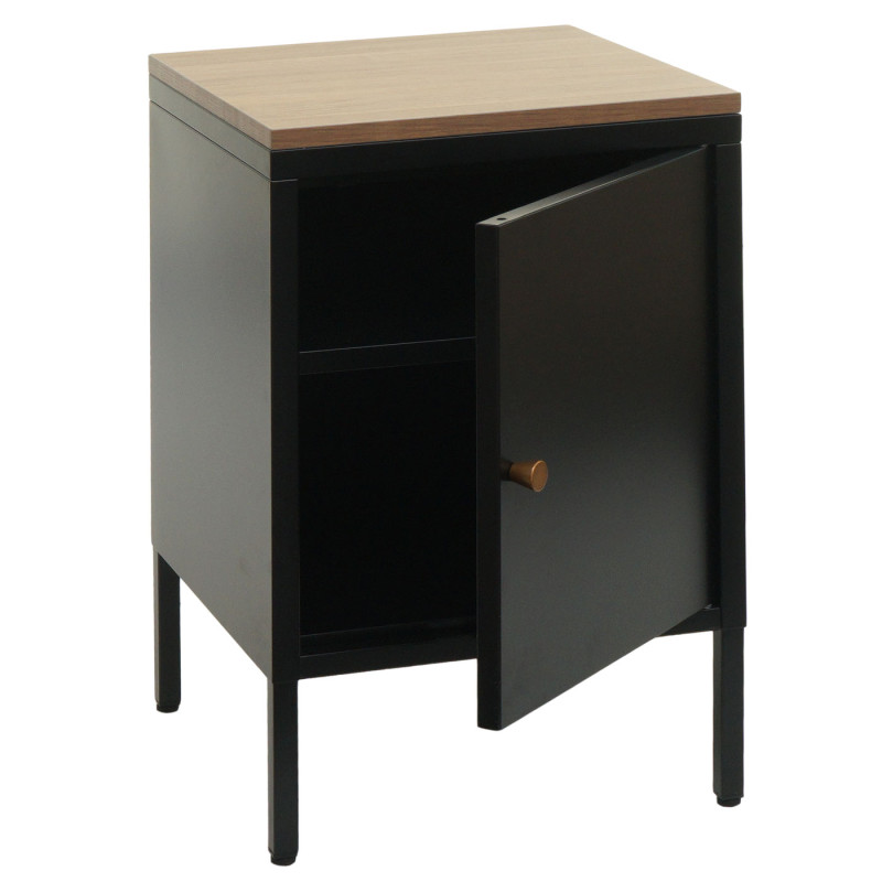 Table de chevet armoire de chevet Commode Table d'appoint, métal 63x40x40cm, mélaminé - noir