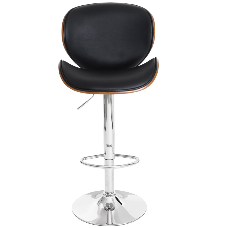 tabouret Foxrock, chaise de bar, bois courbé desgin rétro - aspect noix, noir