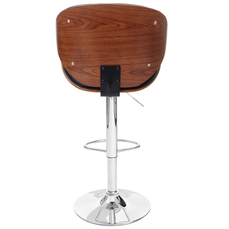 tabouret Foxrock, chaise de bar, bois courbé desgin rétro - aspect noix, noir