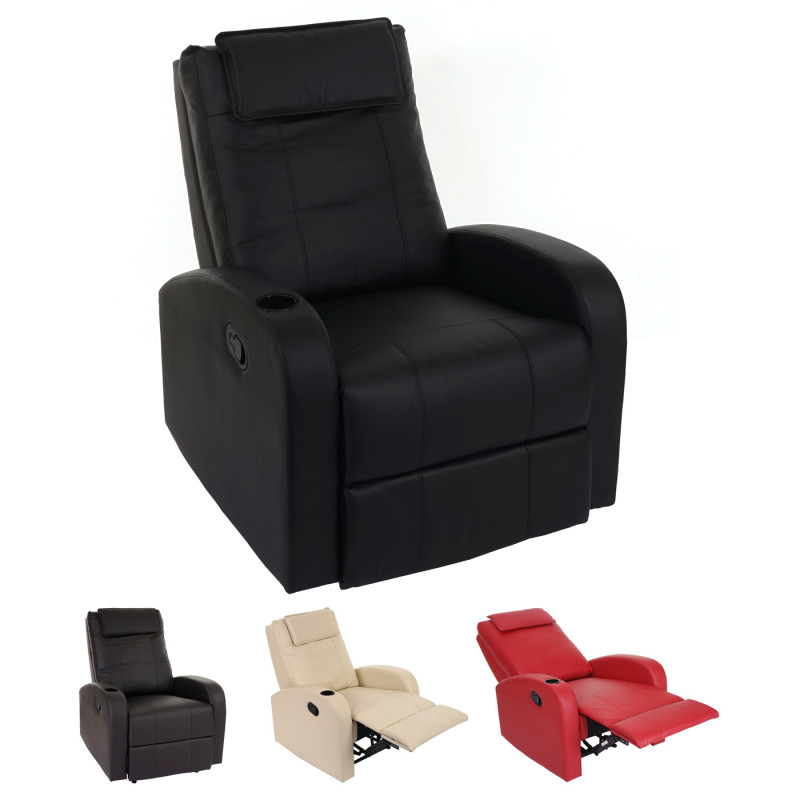 Fauteuil de télévision Durham, fauteuil relax, chaise longue, similicuir - rouge