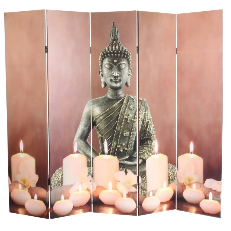 Paravent à LED, bouddha, cloison de séparation, minuterie par réseau, 180x200cm, 15 LED