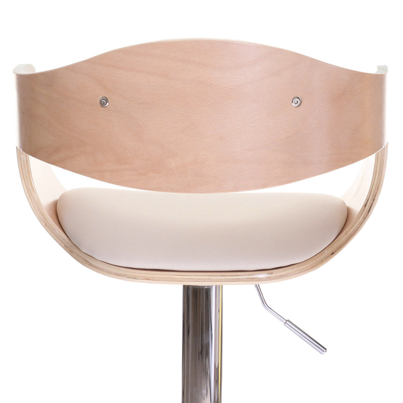 Tabouret de bar Carlow, chaise de bar, bois courbé design rétro - aspect hêtre, crème