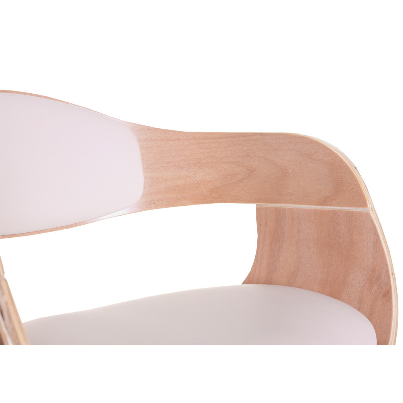 Tabouret de bar Carlow, chaise de bar, bois courbé design rétro - aspect hêtre, crème