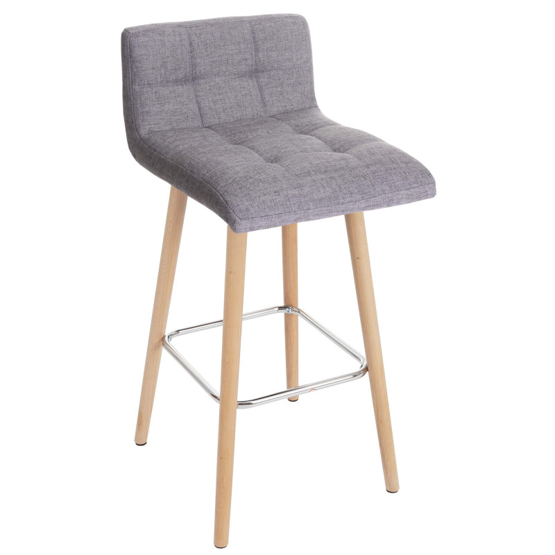 Lot de 2 tabourets de bar Malmö T430, design rétro en bois, tissu gris