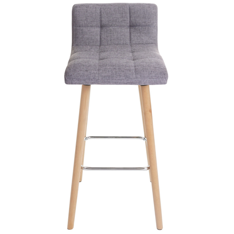 Lot de 2 tabourets de bar Malmö T430, design rétro en bois, tissu gris