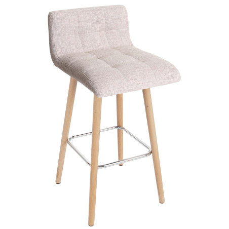 Lot de 2 tabourets de bar Malmö T430, design rétro en bois, tissu crème