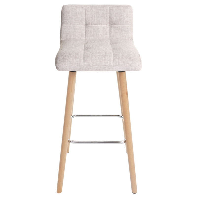 Lot de 2 tabourets de bar Malmö T430, design rétro en bois, tissu crème