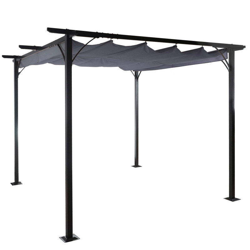 Pergola pavillon de jardin, cadre stable à 6 cm + toit ouvrant - 3x3m gris