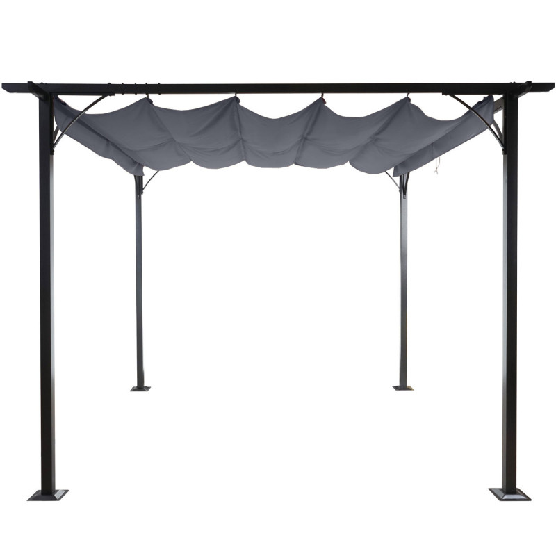 Pergola pavillon de jardin, cadre stable à 6 cm + toit ouvrant - 3x3m gris